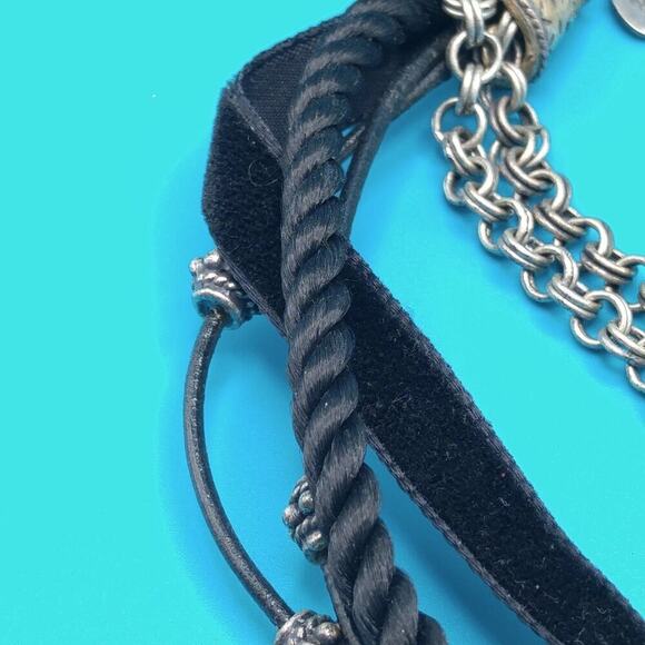 CHICO'S Antique Silver Tone METAL & Rope Chain Pendant Necklace, 20 Inches - Picture 8 of 11